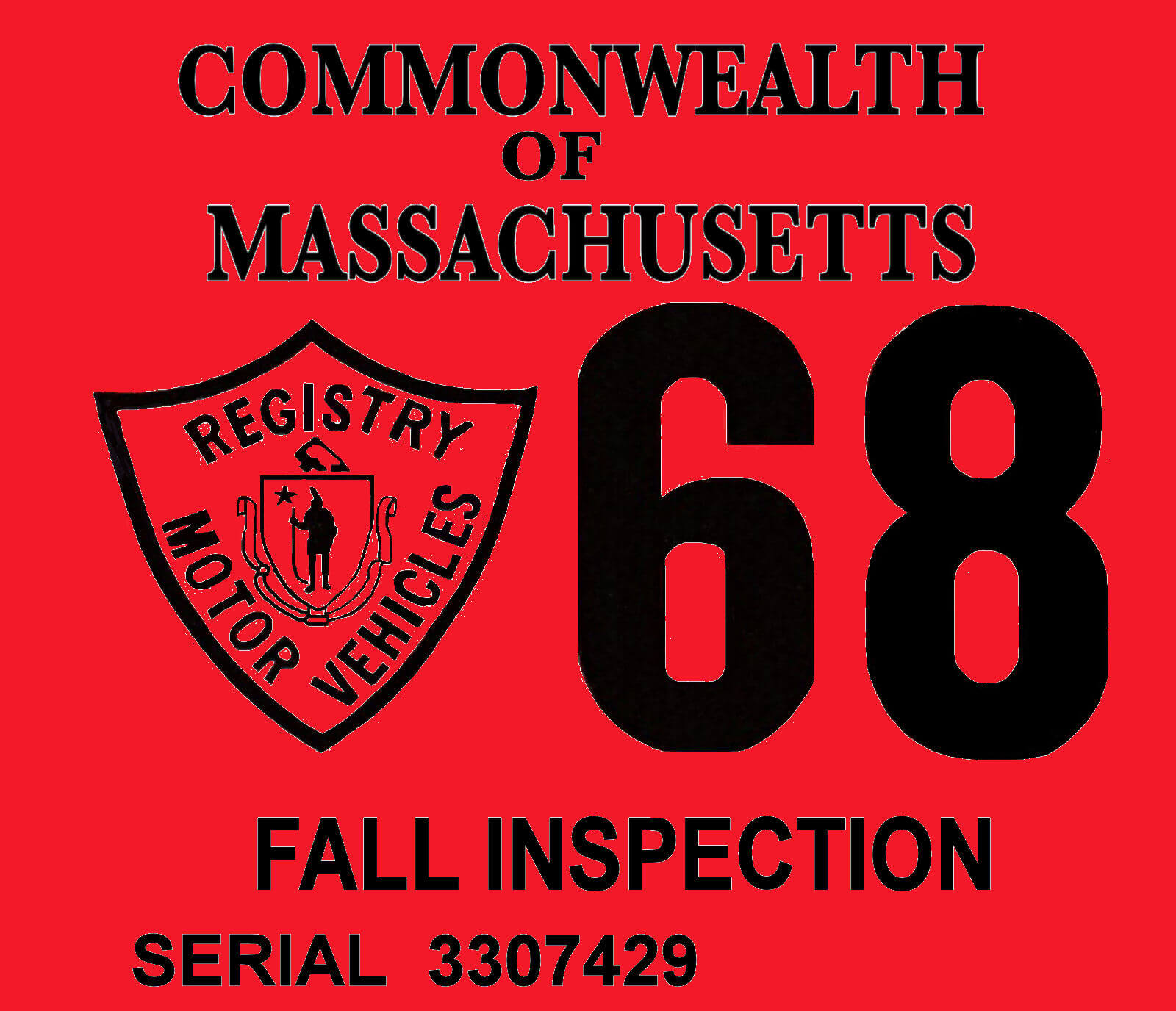 (image for) 1968 Massachusetts FALL INSPECTION Sticker